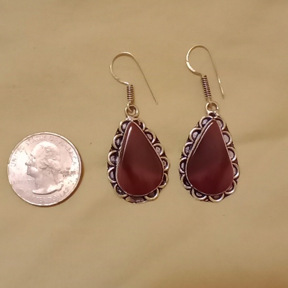 New Australia mookite jasper 925 silver earrings - Picture 4 of 7
